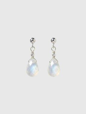 Natural Moonstone Sterling Silver Earrings, Handmade June Birthstone Jewelry